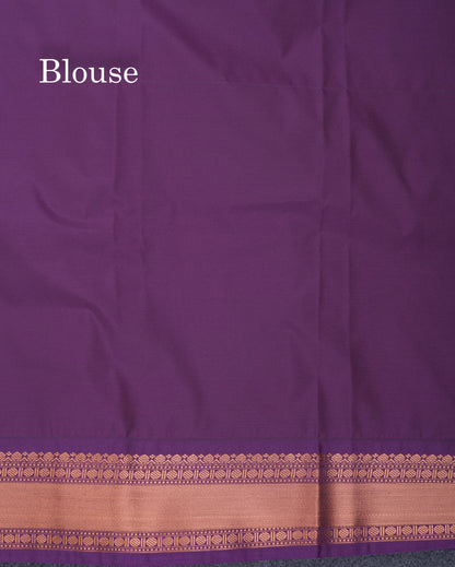 Saffire Green Alai Vairaoosi Lines With Butta Semi Silk Saree With Contrast Dark Purple Traditional Small Border