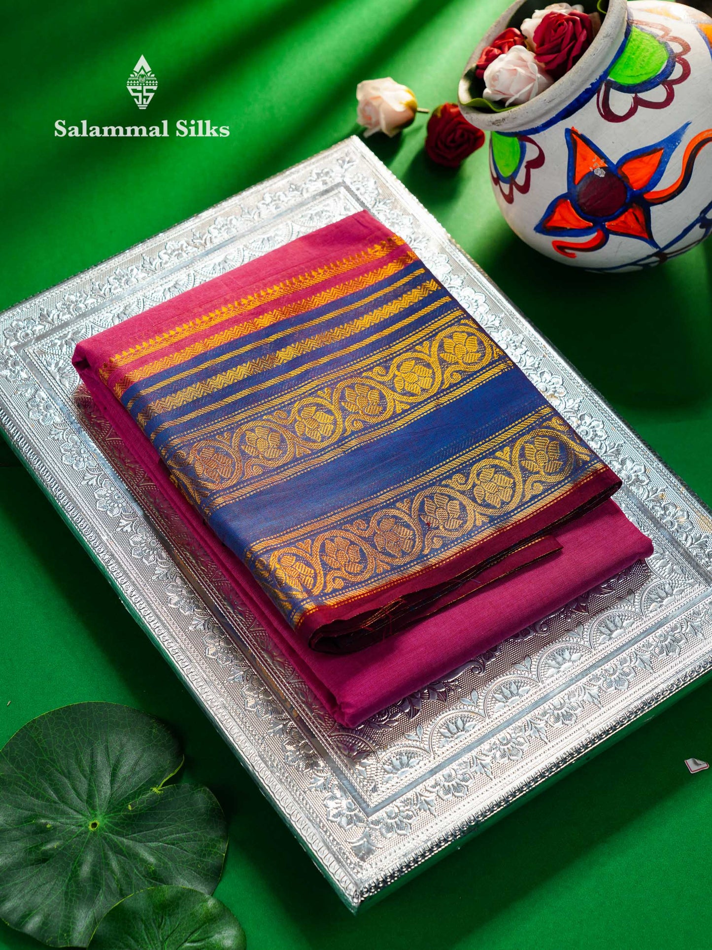 Beautiful Grey Plain Pure Chettinad Cotton Saree With Contrast Bottle Green Traditional Evening Morning Border