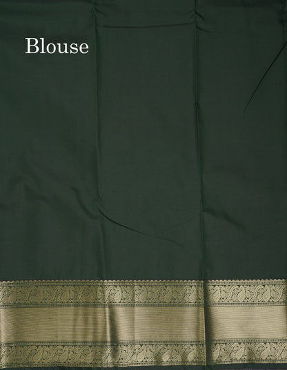 Beautiful Bottle Green Semi Silk Saree With Traditional Border