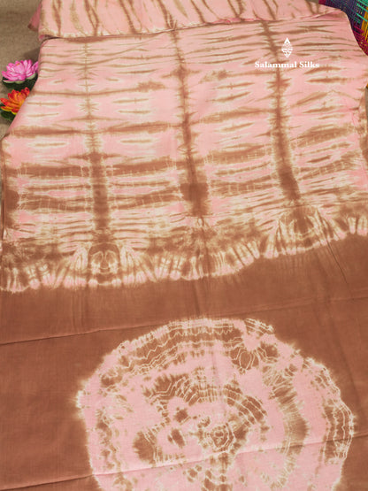 White Batik Print Sungudi Pure Cotton Saree With Contrast Grey Border