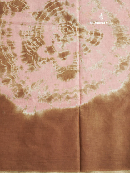 White Batik Print Sungudi Pure Cotton Saree With Contrast Grey Border