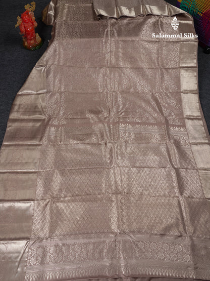 Beautiful Chocolate Bridal Pure Kanjivaram Silk Saree With Traditional Evening Morning Border