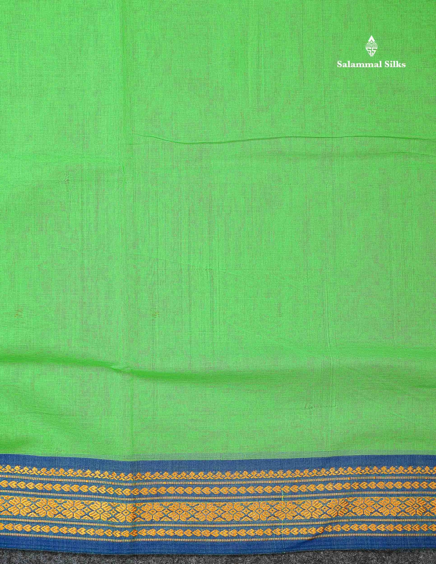 Beautiful Mango Yellow Plain Pure Cotton Saree With Contrast Dual Tone Green Traditional Border