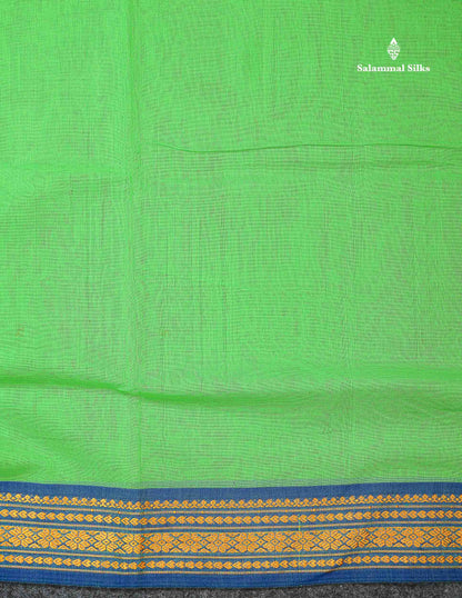 Beautiful Mango Yellow Plain Pure Cotton Saree With Contrast Dual Tone Green Traditional Border