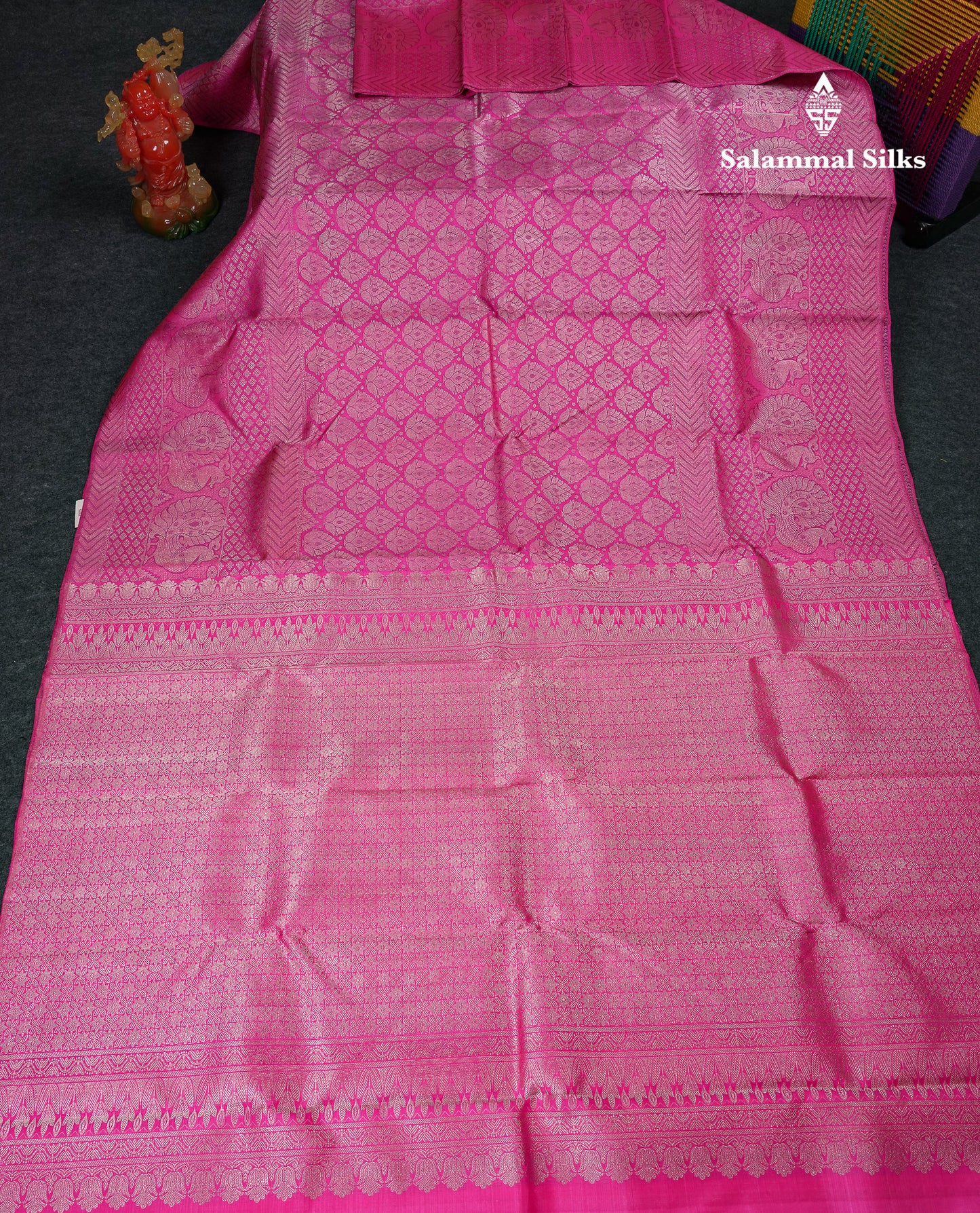 Beautiful Light Pink Bridal Pure Kanjivaram Silk Saree With Traditional Evening Morning Border