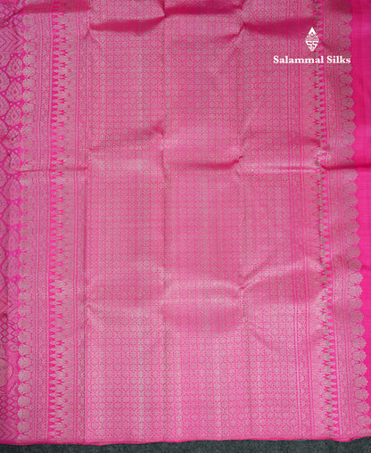 Beautiful Light Pink Bridal Pure Kanjivaram Silk Saree With Traditional Evening Morning Border