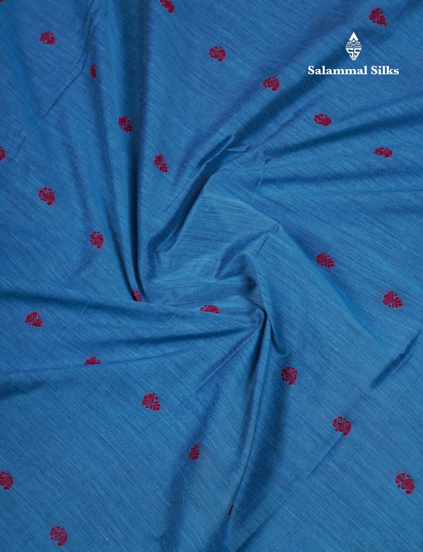 Beautiful Blue Kalyani Cotton Saree With Contrast Dark Maroon Blouse