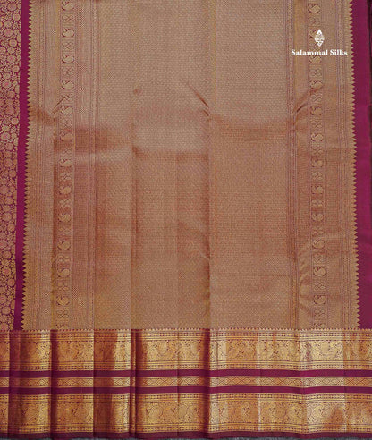 Bridal Pure Kanjivaram Silk Saree - Wine Purple Colour Body With Traditional Border