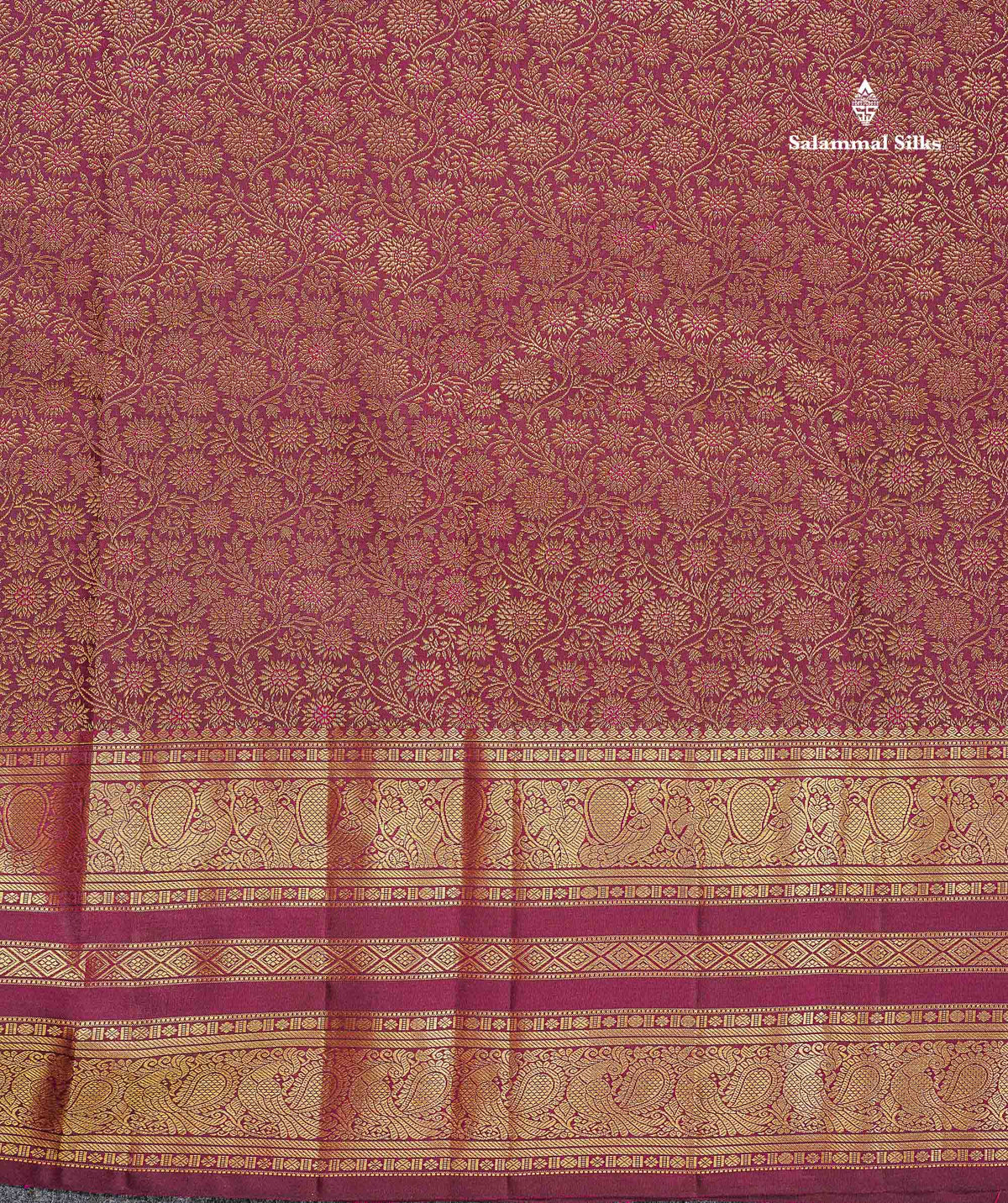 Bridal Pure Kanjivaram Silk Saree - Wine Purple Colour Body With Traditional Border