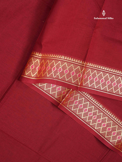 Beautiful Orange Plain Pure Cotton Saree With Traditional Border