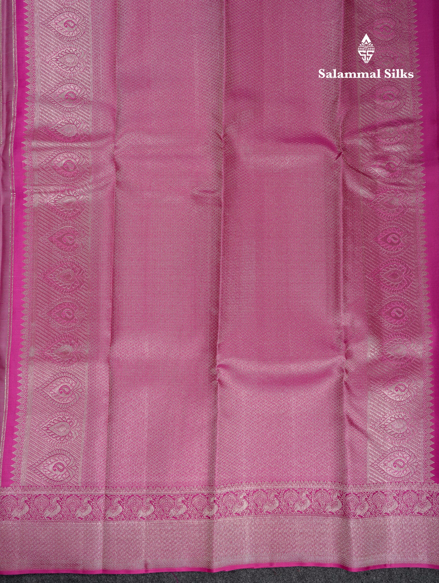 Beautiful Grey White Fancy Bridal Pure Kanjivaram Silk Saree With Contrast Pink Traditional Medium Border
