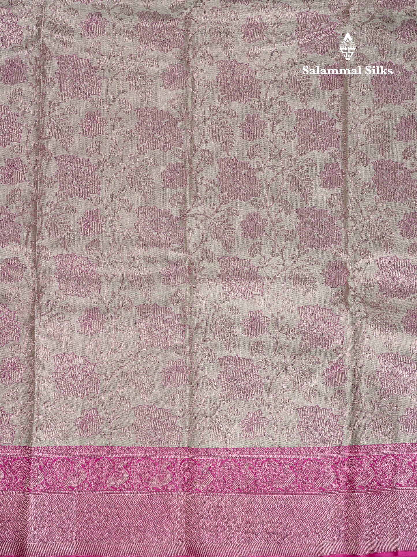Beautiful Grey White Fancy Bridal Pure Kanjivaram Silk Saree With Contrast Pink Traditional Medium Border