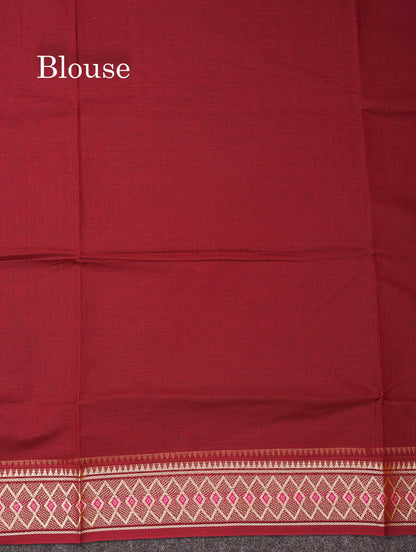 Beautiful Orange Plain Pure Cotton Saree With Traditional Border