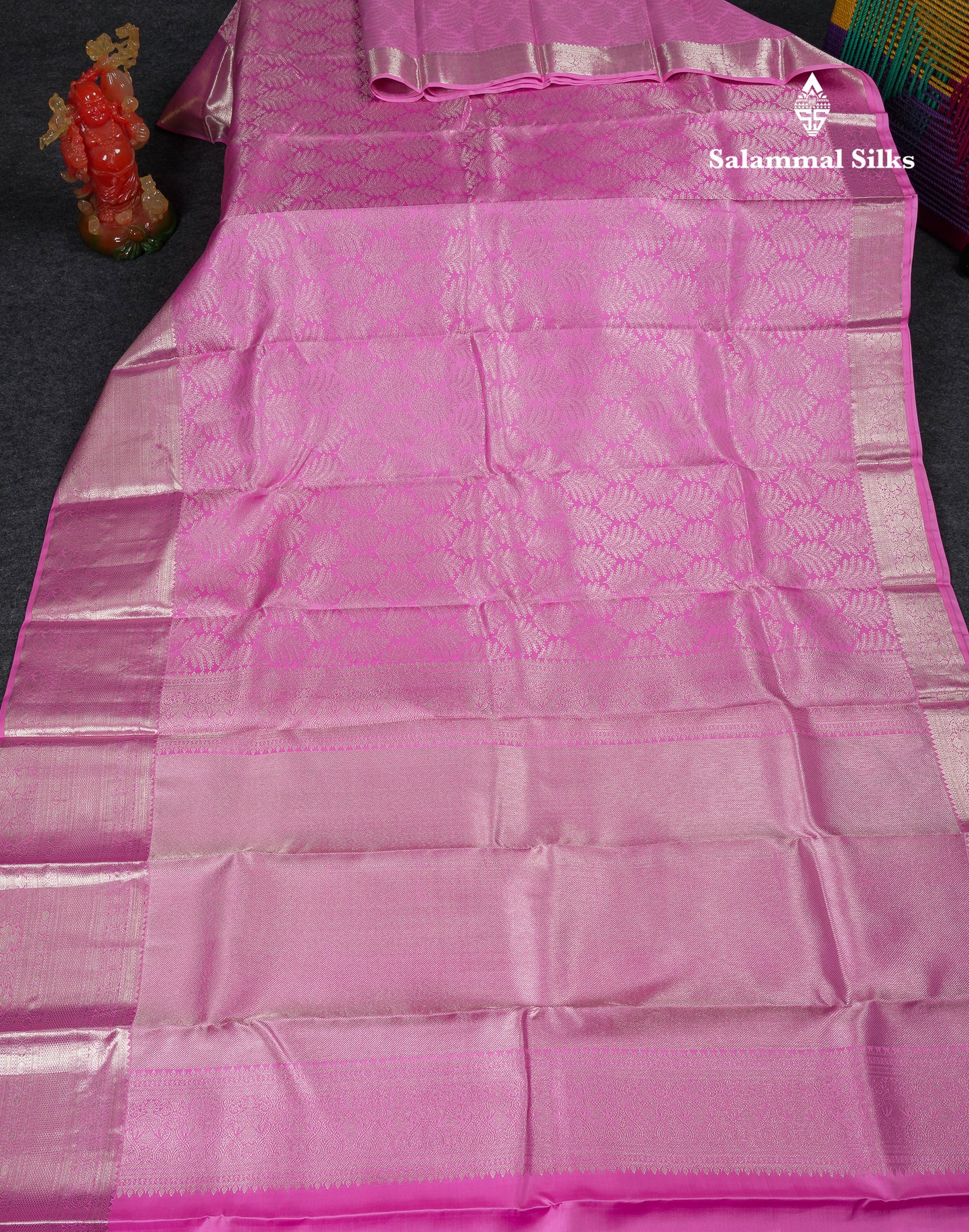 Beautiful Light Pink Bridal Pure Kanjivaram Silk Saree With Traditional Evening Morning Border