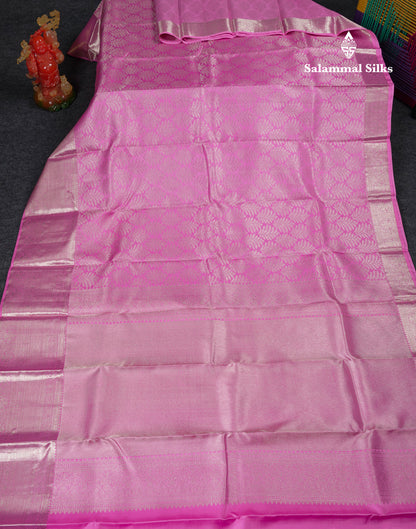 Beautiful Light Pink Bridal Pure Kanjivaram Silk Saree With Traditional Evening Morning Border