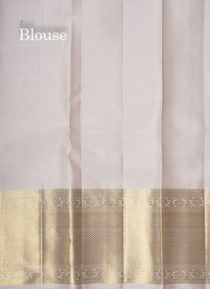 Beautiful Light Anandha Blue Pure Kanjivaram Silk Saree (2G) With Contrast Half White Border