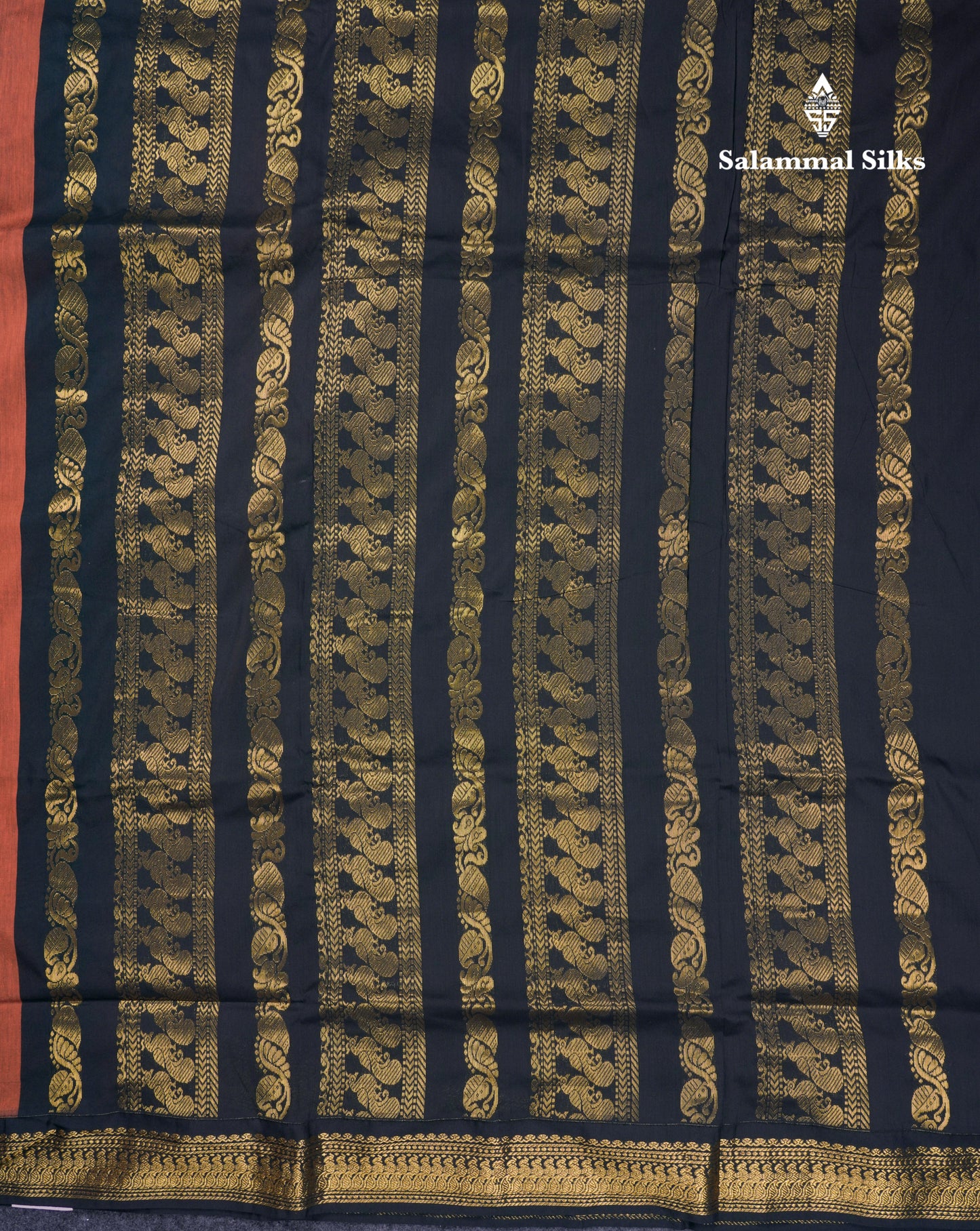 Beautiful Chocolate Kalyani Cotton Saree With Contrast Black Blouse