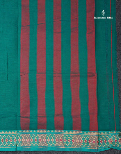 Beautiful Orange Plain Pure Cotton Saree With Traditional Border