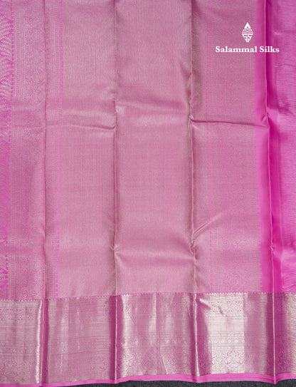 Beautiful Light Pink Bridal Pure Kanjivaram Silk Saree With Traditional Evening Morning Border