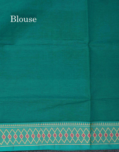 Beautiful Orange Plain Pure Cotton Saree With Traditional Border