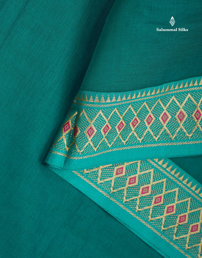 Beautiful Orange Plain Pure Cotton Saree With Traditional Border