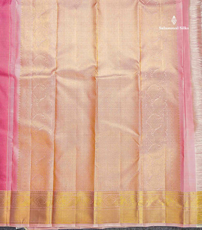 Pure Kanjivaram Silk Saree - Light Pink Colour Body Small Checks With Butta & Contrast Baby Pink Border