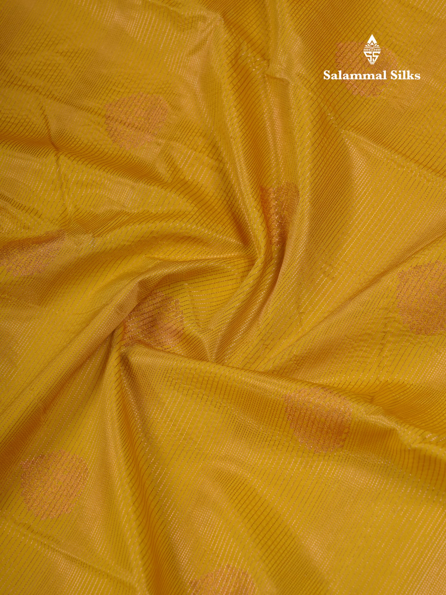 Mustard Yellow Vairaoosi Lines With Butta Semi Silk Saree With Contrast Pink Blouse