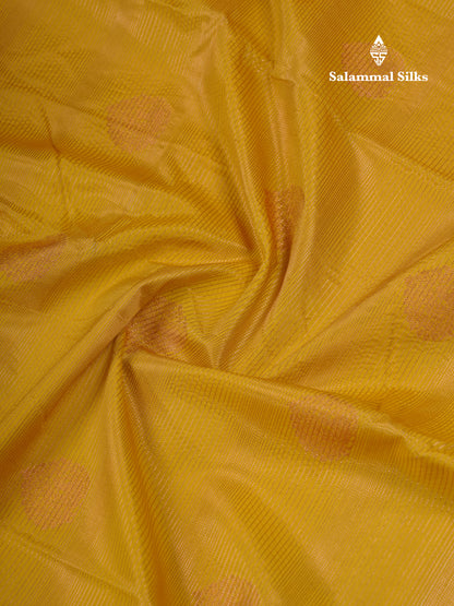 Mustard Yellow Vairaoosi Lines With Butta Semi Silk Saree With Contrast Pink Blouse