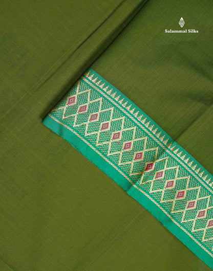 Beautiful Orange Plain Pure Cotton Saree With Traditional Border