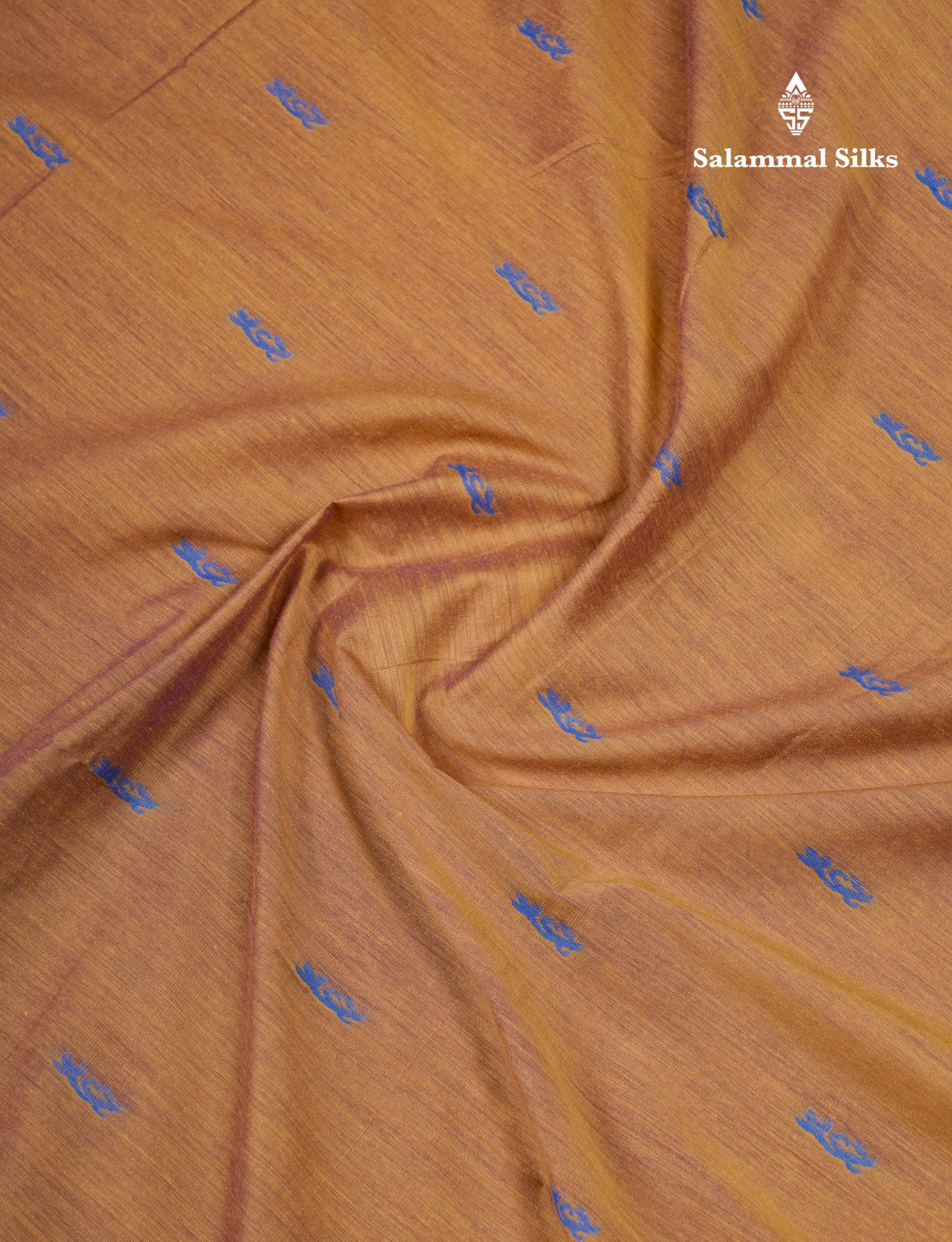 Beautiful Dark Sandal Kalyani Cotton Saree With Contrast Blue Blouse
