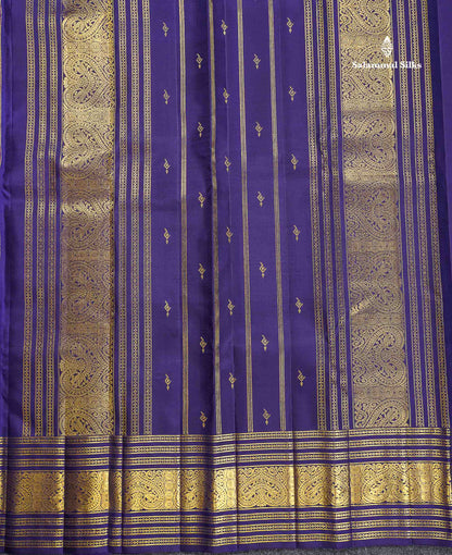 2G Zari Kanjivaram Silk Saree - Magenta Colour Body Zari Butta With Navy Blue Border