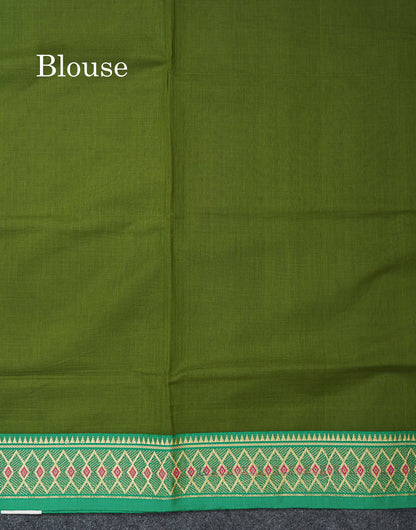 Beautiful Orange Plain Pure Cotton Saree With Traditional Border
