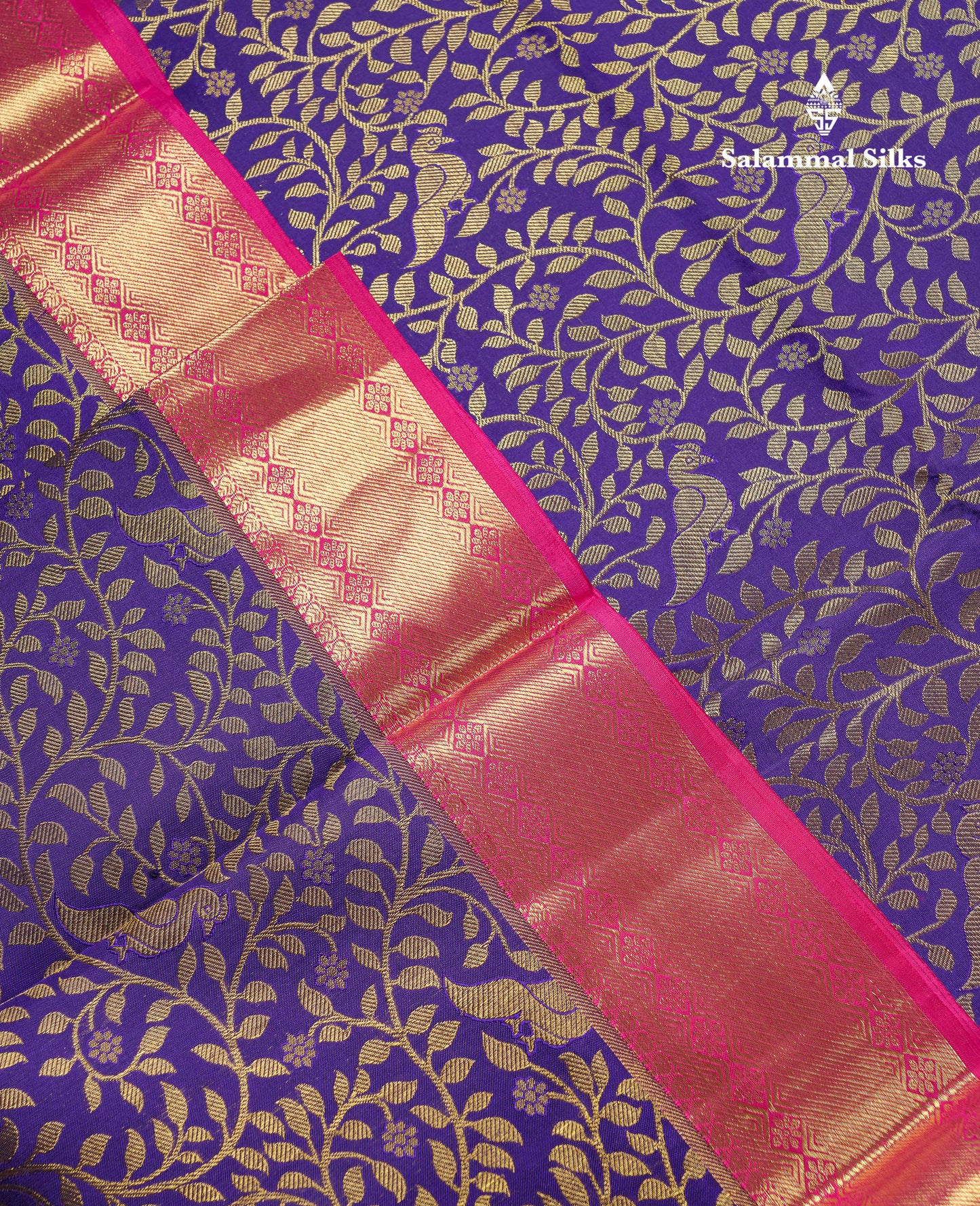 Beautiful Navy Blue Bridal Pure Kanjivaram Silk Saree With Contrast Pink Traditional Evening Morning Border