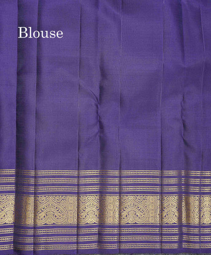 2G Zari Kanjivaram Silk Saree - Magenta Colour Body Zari Butta With Navy Blue Border