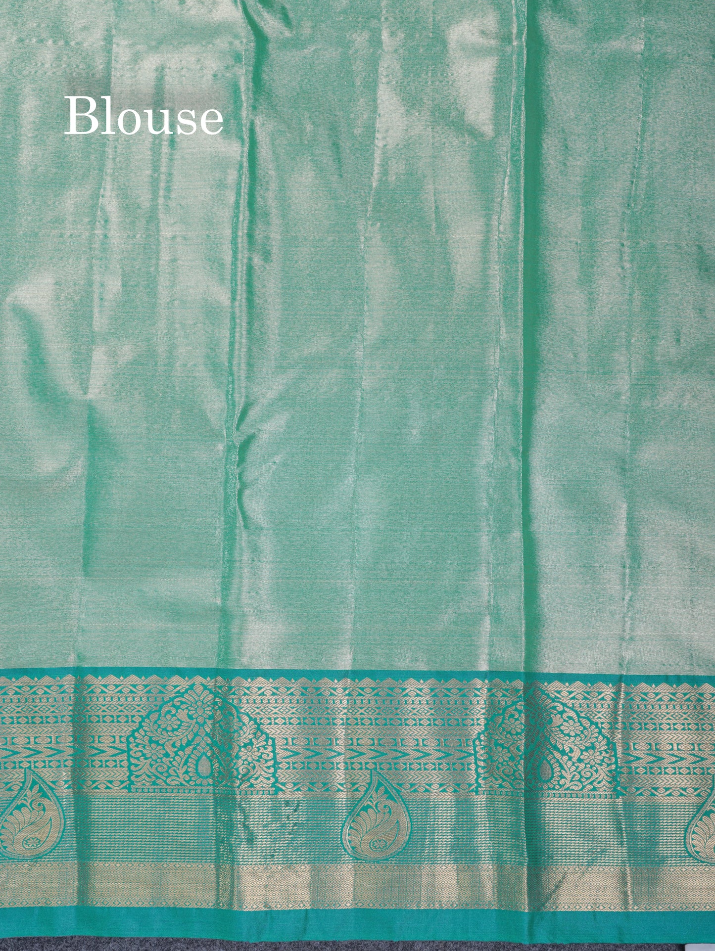 Lavender Geometric Pattern Tissue Bridal Semi Silk Saree With Contrast Peacock Green Traditional Border