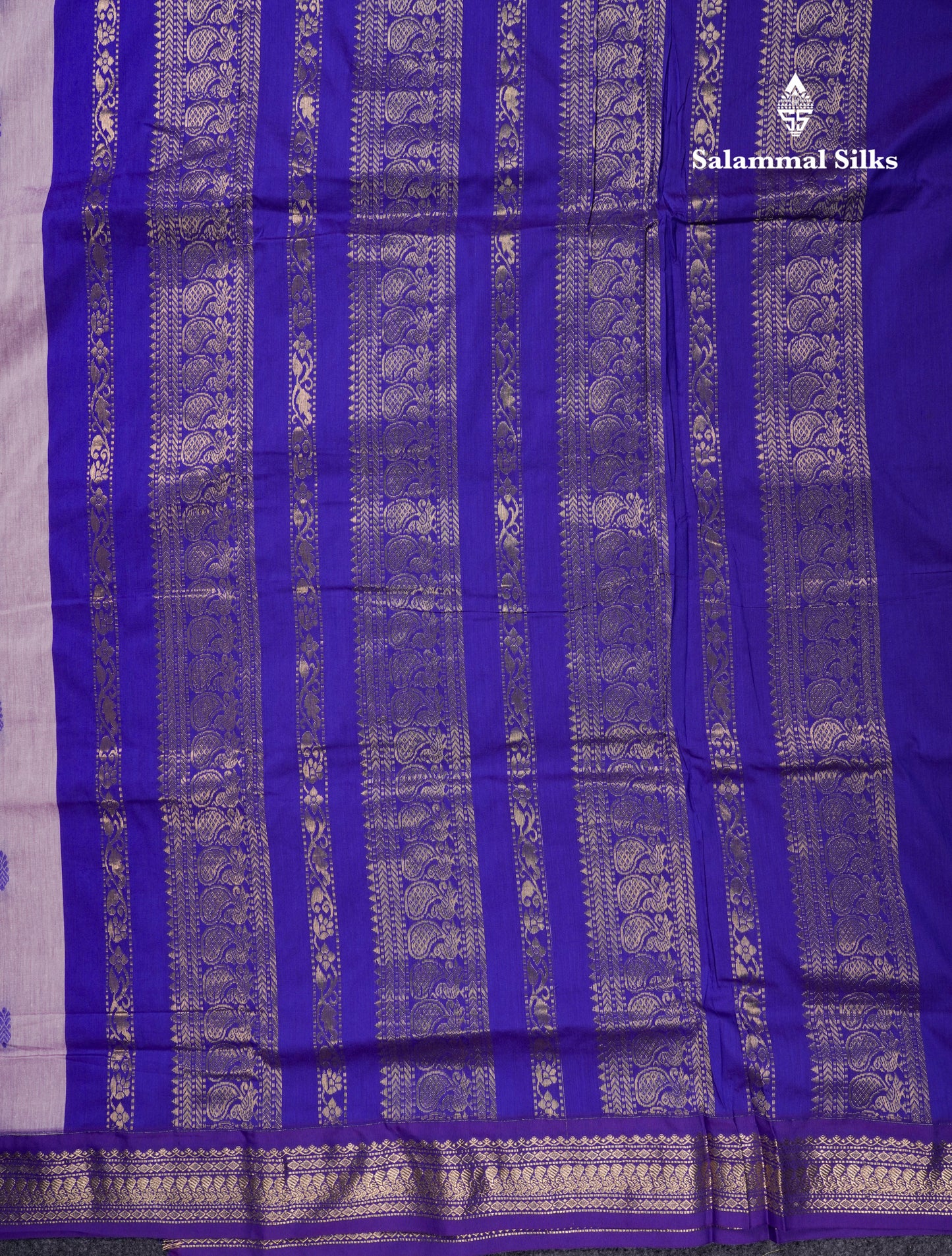 Beautiful Light Lavender Kalyani Cotton Saree With Contrast Violet Blouse