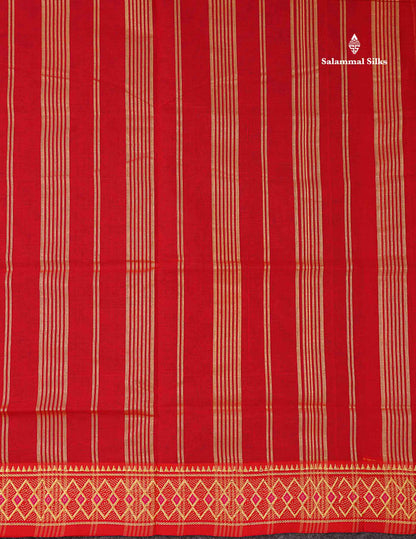 Beautiful Orange Plain Pure Cotton Saree With Traditional Border