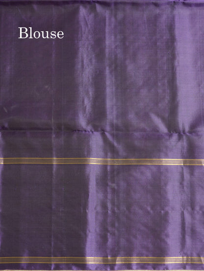 Onion Pink Kanjivaram Pure Soft Silk Saree With Contrast Violet Border