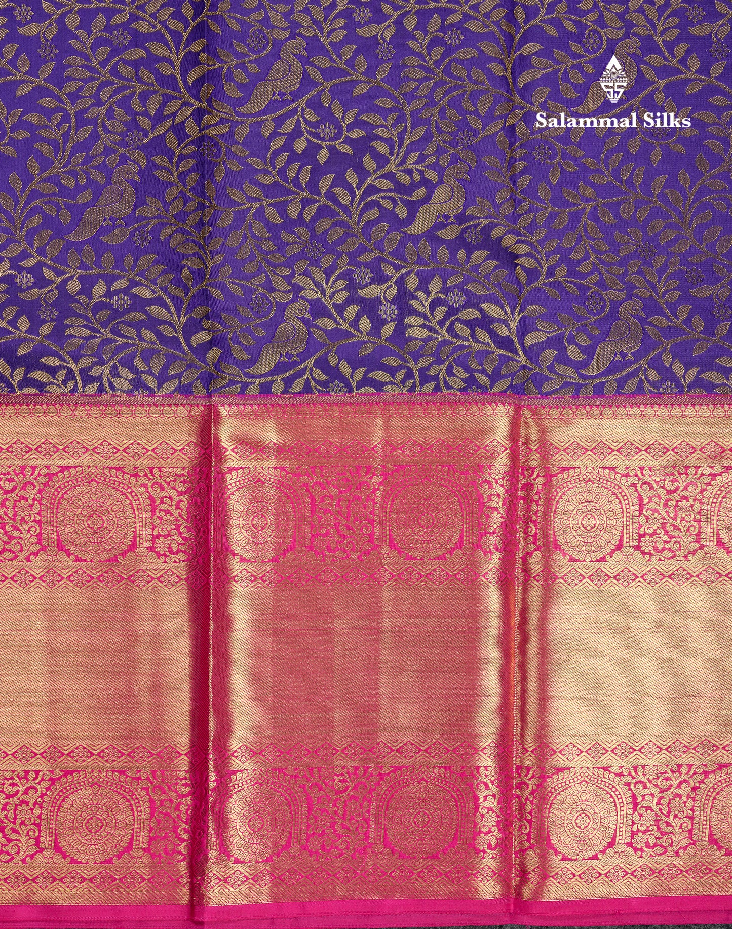 Beautiful Navy Blue Bridal Pure Kanjivaram Silk Saree With Contrast Pink Traditional Evening Morning Border