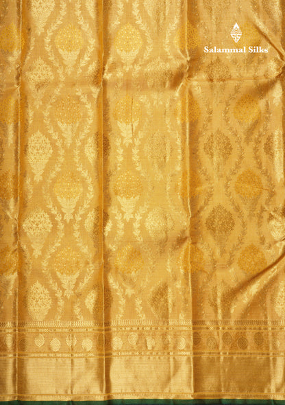 Kanjivaram Tomato Red Colour 2G Zari Pure Silk Saree With Gold Zari Border
