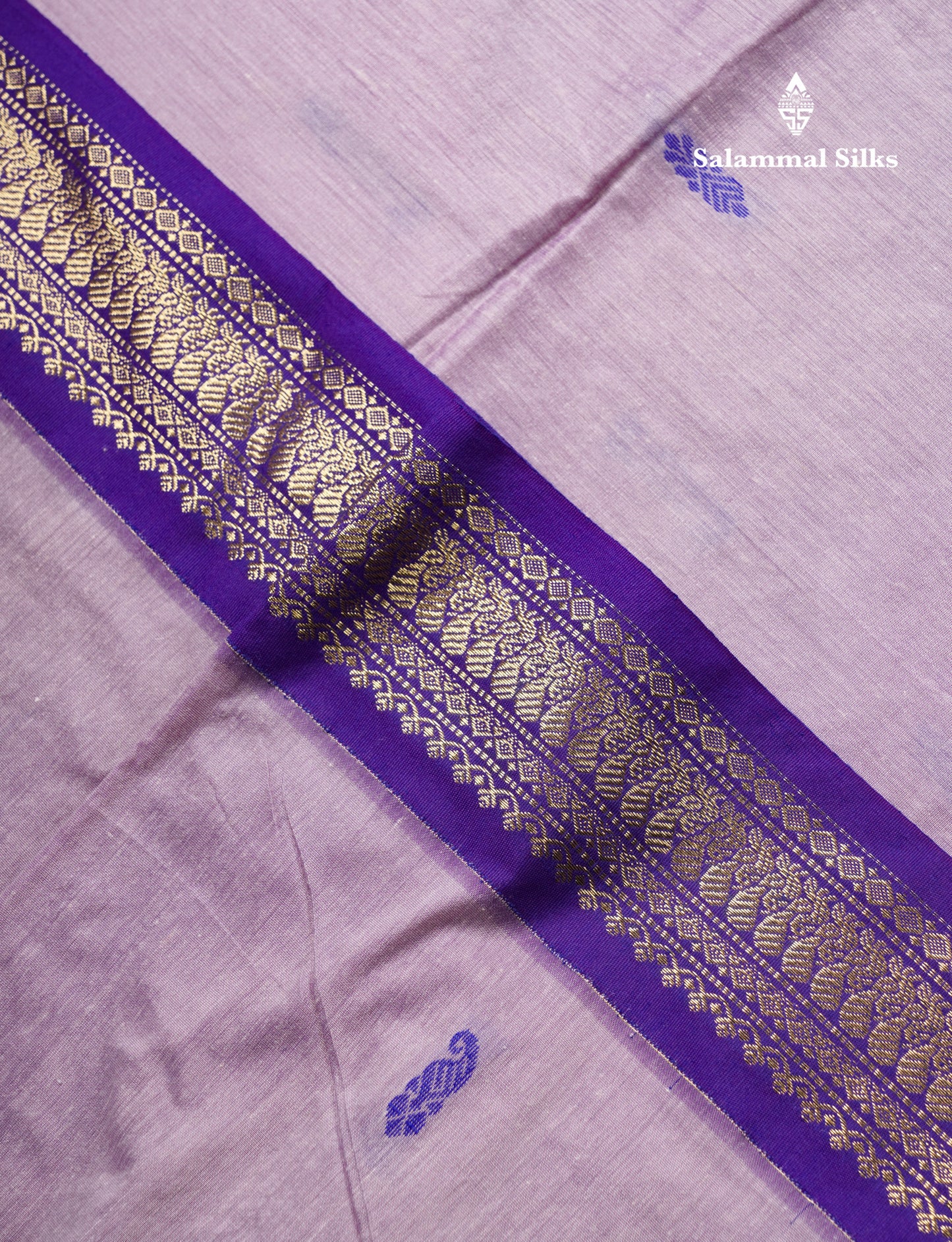 Beautiful Light Lavender Kalyani Cotton Saree With Contrast Violet Blouse