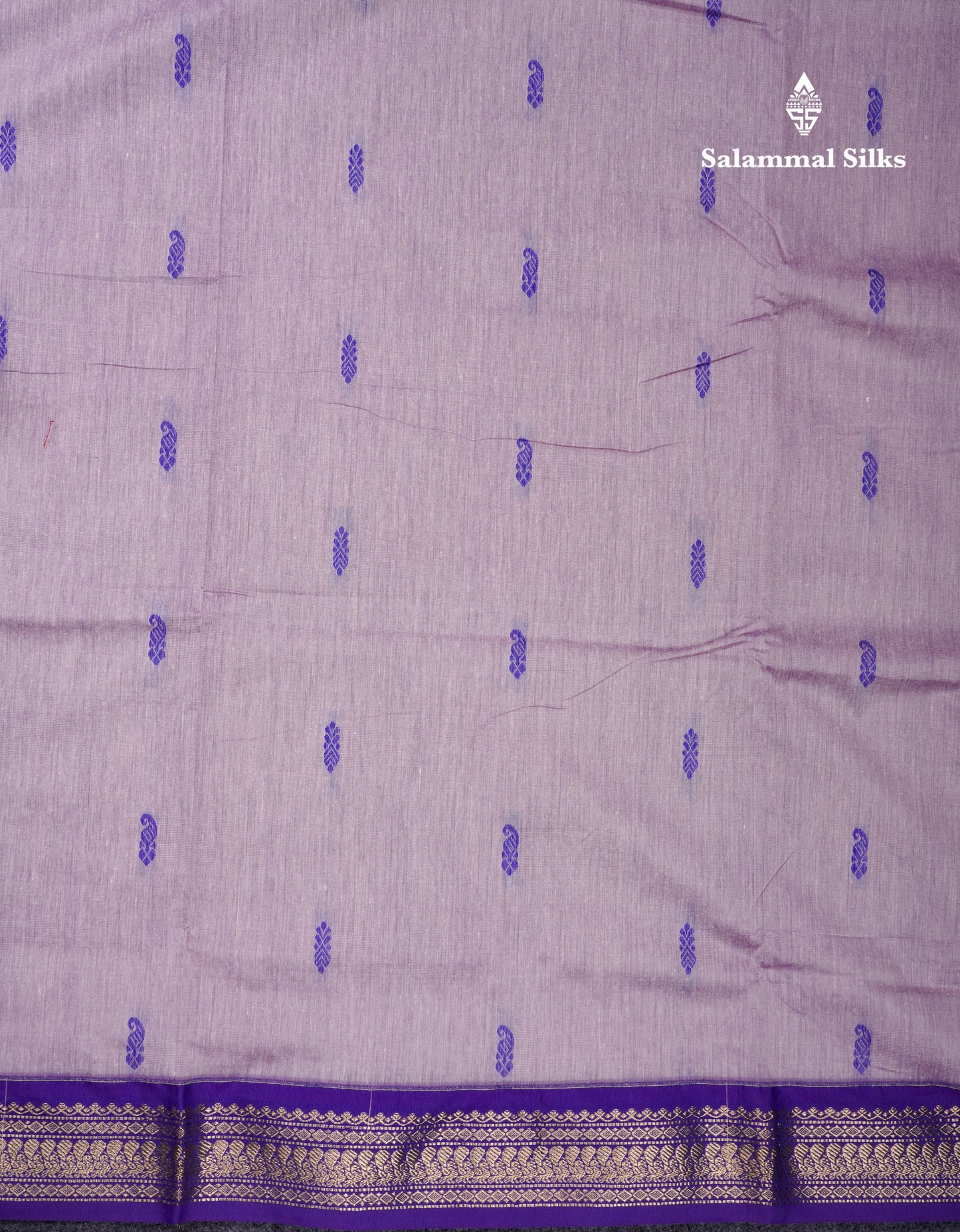 Beautiful Light Lavender Kalyani Cotton Saree With Contrast Violet Blouse