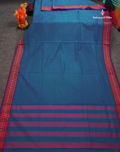 Beautiful Orange Plain Pure Cotton Saree With Traditional Border