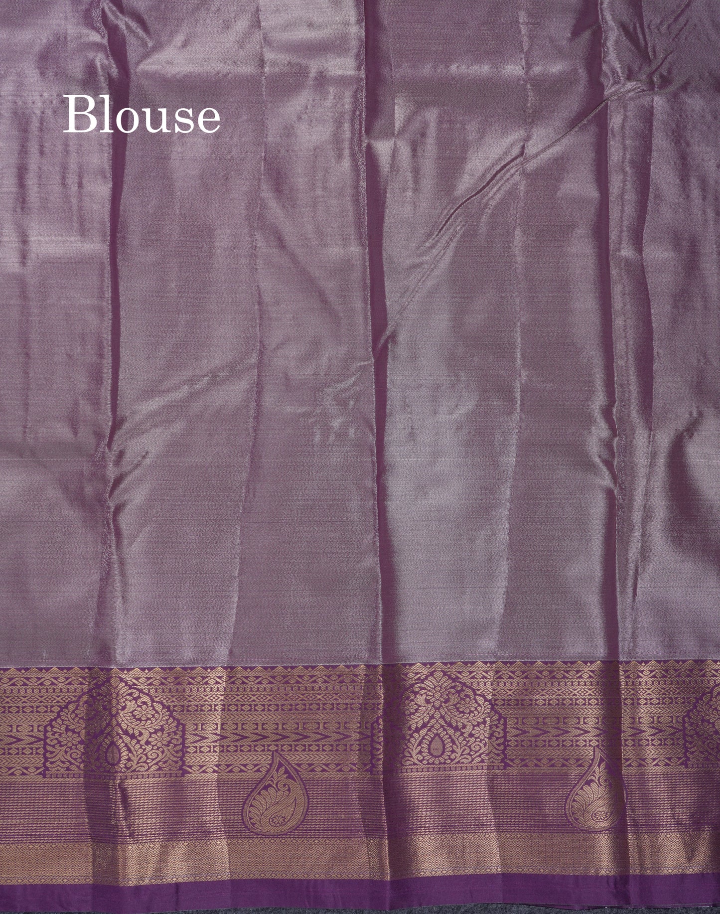 Lavender Geometric Pattern Tissue Bridal Semi Silk Saree With Contrast Peacock Green Traditional Border