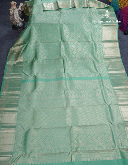 Beautiful Elaichi Green Bridal Pure Kanjivaram Silk Saree With Self Border