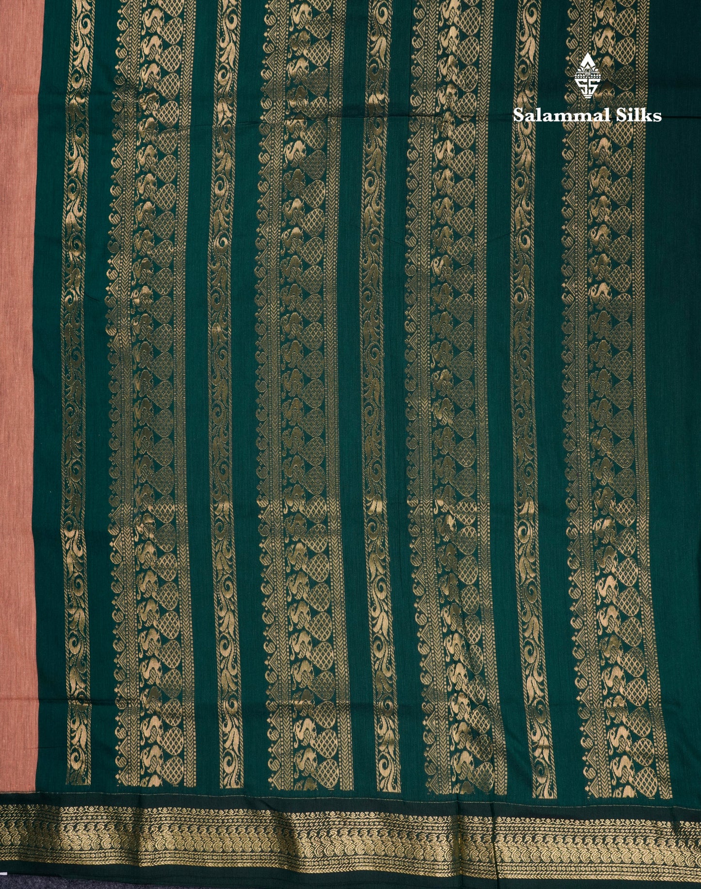 Beautiful Sandal Kalyani Cotton Saree With Contrast Bottle Green Blouse