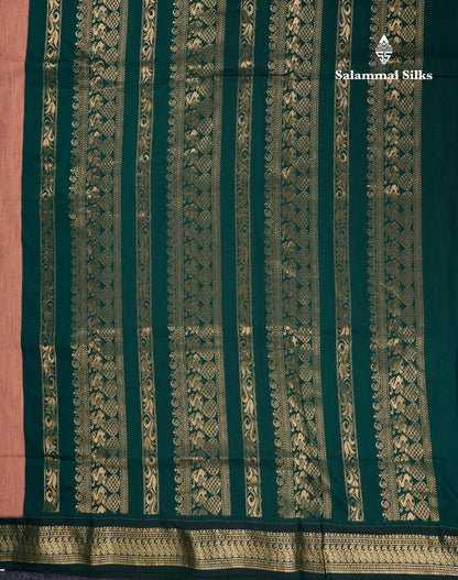 Beautiful Sandal Kalyani Cotton Saree With Contrast Bottle Green Blouse