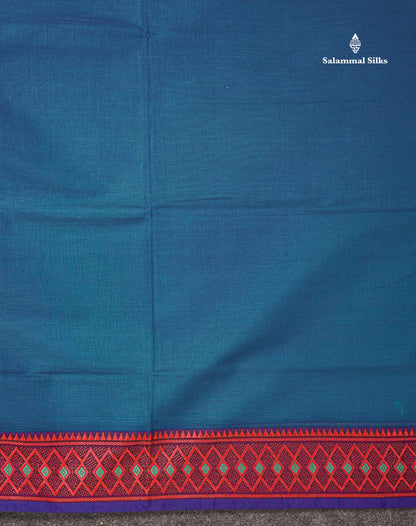 Beautiful Orange Plain Pure Cotton Saree With Traditional Border