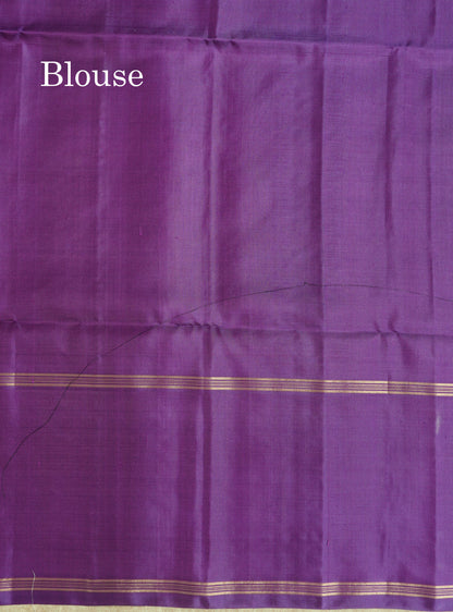 Onion Pink Kanjivaram Pure Soft Silk Saree With Contrast Violet Border