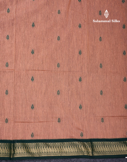 Beautiful Sandal Kalyani Cotton Saree With Contrast Bottle Green Blouse